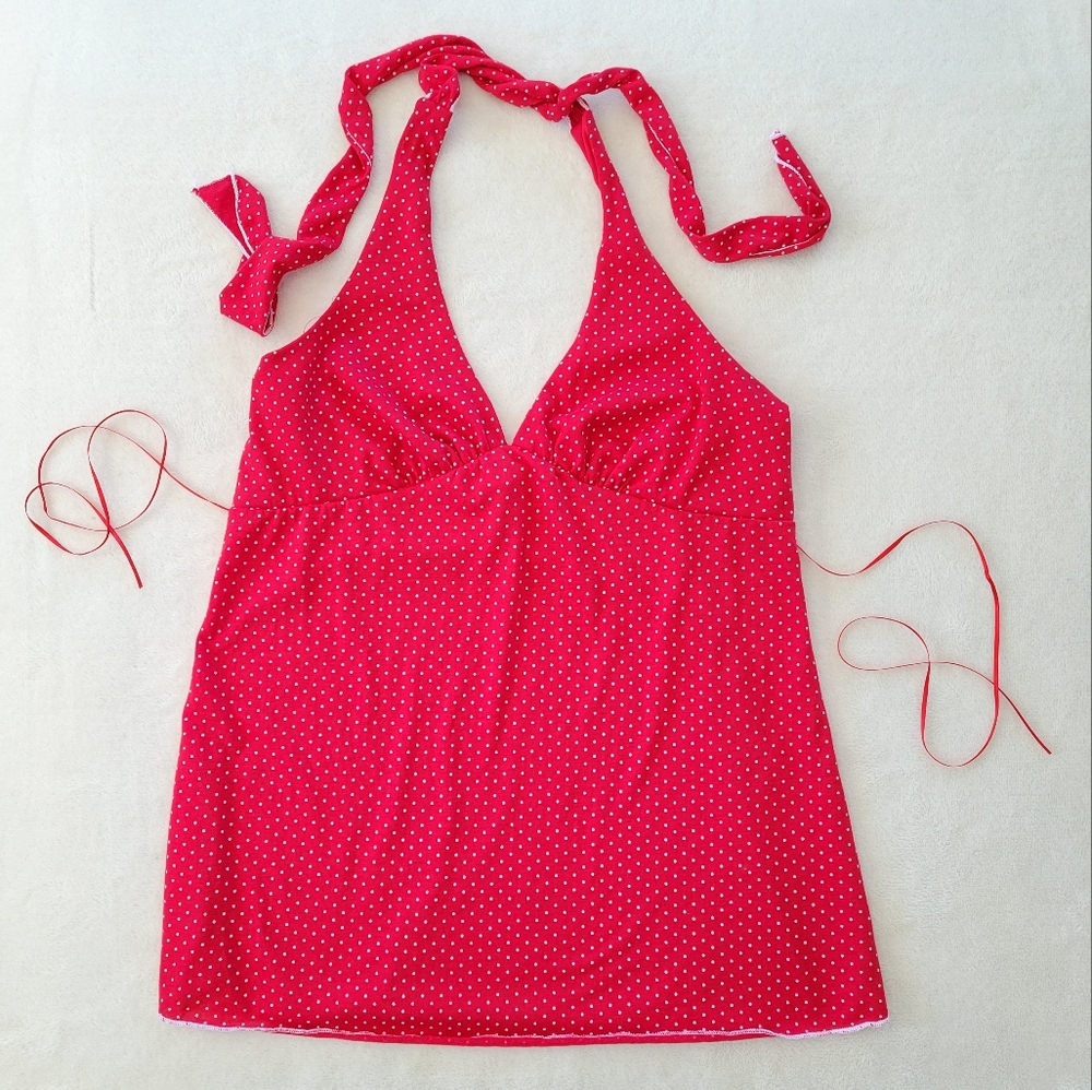 Like new Y2K Vintage Delia's Red polkadot halter, Junior L, women M